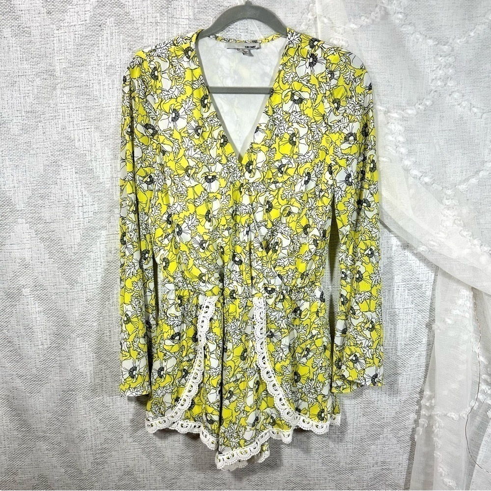 Solemio yellow floral romper size S